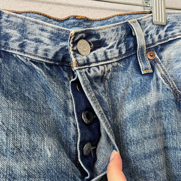 Levis 501 Button Fly Jeans Distressed Acid Wash - Picture 6 of 12